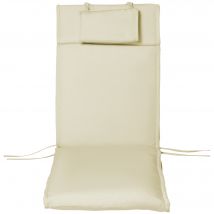 Outsunny Coussin de Chaise Longue pour Transat de Jardin avec Oreiller Housse Amovible Polyester + Fibres de Coton Blanc Crème 198 x 53 x 5 cm