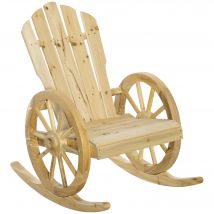 Outsunny Fauteuil de Jardin Adirondack à Bascule Rocking Chair Style Rustique Chic accoudoirs Roues Charette Bois Sapin Naturel
