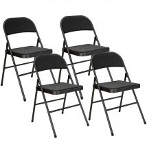 HOMCOM 4er-Set Klappstühle, Tragbare Bürostuhl mit Kissen, Leinenoptik, Stahlbeine, Faltstuhl für Büro Empfang Wartezimmer, Schwarz   Aosom