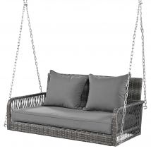 Balancelle jardin, Balancelle suspendue Balancelle extérieur avec coussins de siège et de dossier amovibles et lavables, 2 places, 113×54×53 cm, Gris