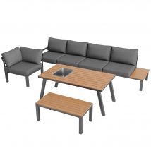 Ensemble de salon de jardin pour 6 à 7 personnes, ensemble de meubles de jardin moderne, Gris