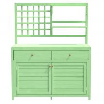 Armoire de jardin en bois avec étagères, armoire extérieure multifonctionnelle avec plateau ouVert, 141,5×44×105 cm, Vert