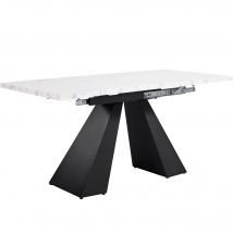 Table à manger extensible, pour salon et bureau à domicile, 159×74×77 cm, Blanc+Noir