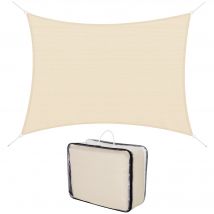 HOMCOM Voile d'ombrage rectangulaire 4 x 6 m Toile Solaire taud de Soleil crème