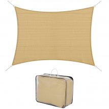 HOMCOM Voile d'ombrage toile d'ombrage rectangulaire 4x6m Toile Solaire taud de Soleil Sable Aosom France