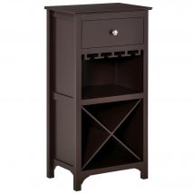 HOMCOM Casier à vin moderne et compact 12 bouteilles support verres à vin intégré et tiroir - marron