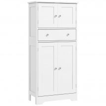 HOMCOM Armoire de cuisine buffet cuisine avec placards, étagères réglables, tiroir, 60 x 30 x 128 cm, blanc