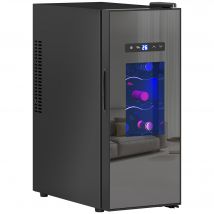 HOMCOM Weinkühlschrank 12 Flaschen 30L 8-18℃ Doppelt Thermoelektrisch Flaschenkühlschrank mit Glastür, Getränkekühlschrank mit LED-Leuchte, Kleiner Weinschrank mit Touch-Screen Schwarz   Aosom