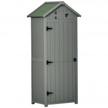 Outsunny Cabanon de Jardin Bois Chalet de Jardin avec Toit Bitumé, 3 Étagères, 2 Portes Loquet - 77x54,2x179cm, Gris   Aosom France