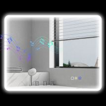 HOMCOM Miroir salle de bain LED bluetooth 70 x 90 cm interrupteur tactile lumière réglable 3 couleurs anti-buée mémoire argent