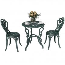 Outsunny Ensemble salon de jardin 2 places 2 chaises + table ronde avec trou pour parasol style rétro fonte d'aluminium 60 x 60 x 69 cm bronze