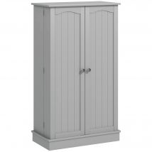 HOMCOM Armoire meuble de cuisine garde-manger 2 portes avec 5 étagères et 12 porte-épices - 60 x 30 x 104 cm - gris