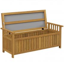 Outsunny Banc de jardin 2 places en bois avec rangement de 186L banc d'extérieur avec accoudoirs 128,5 x 56 x 53,5 cm marron