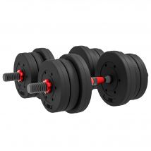 HOMCOM Ensemble d'haltères Courtes Total 20 Kg 2 en 1 poids réglable Barres incluses - entraînement Musculaire & haltérophilie