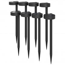 Outsunny Lot de 8 spot solaire extérieur, lampe solaire extérieure marche/arrêt automatique, lumière solaire 12 x 10 x 46 cm noir