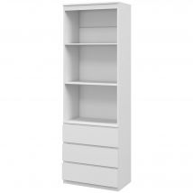 HOMCOM Bibliothèque haute de 180 cm avec 3 étagères et 3 tiroirs 60 x 35 x 180 cm en bois blanc