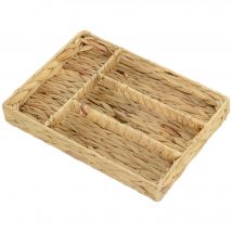 HOMCOM Panier de rangement tressé en jacinthe d'eau avec 4 compartiments, pour salle de bain, chambre à coucher, naturel