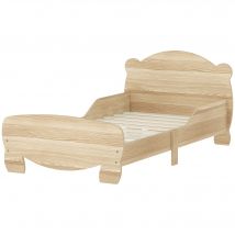 AIYAPLAY Lit enfant 70x140 cm avec barrières de sécurité thème d'ours pour garçons, filles, âgés de 3 à 6 ans, bois naturel