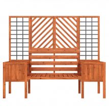 Pflanzkübel mit Spalier und Sitz für Garten Hof Terrasse, für Kletterpflanzen, 170x42x145 cm, Braun