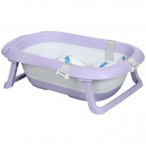 ZONEKIZ Falteimer für Kinder 0-6 Jahre mit Kissen und 2 Aufbewahrungsfächern, 83x48x23.5 cm, Lila und Weiß   Aosom