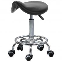 HOMCOM Hocker mit 5 Rollen, Höhenverstellbarer Hocker, Ergonomisch Gepolsterter Sitz aus Schaumstoff, Modernes Design, Vielseitig, 36,5x37,5x51-66 cm, Schwarz   Aosom