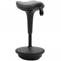 Vinsetto Bürohocker mit Schwenkfunktion, ergonomischer Hocker, höhenverstellbar 65,5-83,5 cm Arbeitshocker Sitzhocker groß Sockel, 120° neigbar Stehhocker, Anti-Rutsch, für Büro Arbeitszimmer, Grau   Aosom