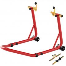 HOMCOM Motorradständer Set vorne/hinten Montageständer Motorradheber bis 544 kg Motorrad Ständer für Hinterrad Stahl Rot   Aosom