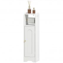 HOMCOM Meuble salle de bain meuble toilettes WC rangement étroit avec étagère réglable gain de place pour petits espaces blanc