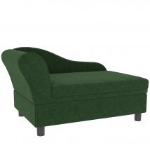 PawHut Canapé chien chat sur pied avec coffre de rangement style moderne coussin d'assise amovible 76 x 45 x 43 cm vert