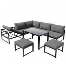 Ensemble salon de jardin, Mobilier de jardin 5 pièces, Salon jardin ensemble de sièges avec dossier réglable, Noir+Gris   Aosom France