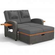 Ensemble de fauteuils de jardin, Fauteuil exterieur pour 2 personnes, dossier réglable, comme lit d'extérieur, 120x74x95 cm, Gris   Aosom France