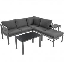 Ensemble de fauteuils de jardin pour 4 à 5 personnes, mobilier de jardin avec table d'appoint et table basse, 5 pièces, Gris