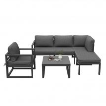 Ensemble salon de jardin, Meubles de jardin, Salon jardin avec 2 canapés, 1 canapé individuel et 1 table, Gris   Aosom France