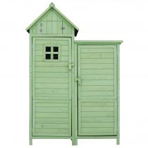 Abri de jardin bois avec 2 étagères, Cabane de jardin avec grand espace de rangement, 118x54x173 cm, Vert   Aosom France