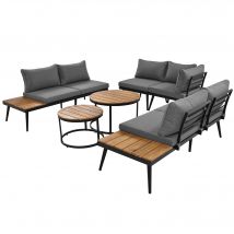 Ensemble de salon de jardin, Mobilier de jardin, Salon jardin pour 5-6 personnes, coussins inclus, Gris   Aosom France