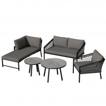Ensemble salon de jardin, Mobilier de jardin, Salon jardin incluant coussins de siège et de dossier, Gris   Aosom France