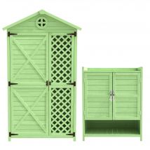 Ensemble de placard de jardin en bois, armoire extérieure avec espace de rangement flexible, Vert