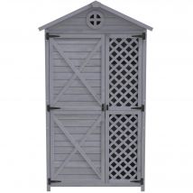 Abri de jardin en bois, Cabane de jardin résistant aux intempéries avec une construction en bois robuste, 90×56,5×175,3 cm, Gris   Aosom France
