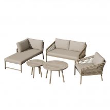 Ensemble salon de jardin, Mobilier de jardin, Salon jardin, incluant coussins de siège et de dossier, Kaki   Aosom France