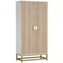 HOMCOM Armoire de cuisine meuble cuisine rangement avec 12 étagères à portes, étagères ajustables, 58x29x119,5cm, blanc