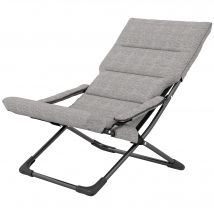 Outsunny Chaise pliante extérieur, chaise pliante camping avec coussin épais rembourré et accoudoir, gris