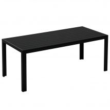 Outsunny Gartentisch Aluminium Tisch 120x70 cm für Garten Terrasse Holz-Kunststoff Polyholz schwarz wetterfest & modern   Aosom.de