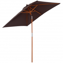 Outsunny Parasol de Jardin Rectangulaire Inclinable Terrasse Balcon Patio Piscine Bois Massif Bambou 2 x 1,5 x 2,3 m Marron