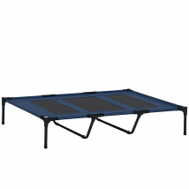 PawHut Lit Surélevé pour Chien/Chat XXL Bleu Foncé Confort Camping 122x92x23cm   Aosom France
