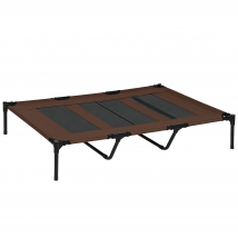 PawHut Lit Surélevé XXL Marron Clair pour Chien Chat Tissu Oxford Facile d'Entretien 122x92x23cm   Aosom France