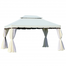 Outsunny Tonnelle de jardin Barnum Pavillon de jardin Pergola bioclimatique double toit toile moustiquaires et toiles amovibles 3,9x2,9x2,8 m crème