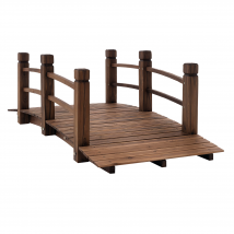 Outsunny Pont de jardin décoration extérieure pont de bassin passerelle en bois 152,5 x 67 x 48 cm bois de sapin carbonisé