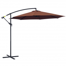 Outsunny Parasol Déporté Octogonal Inclinable Manivelle avec Pied en Acier Ø3 x 2.6 m Marron
