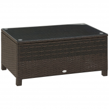 Outsunny Garten Beistelltisch Couchtisch aus wetterfestem Polyrattan, braun, 85x50x39cm, ideal für Terrasse & Balkon   Aosom.de