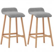 HOMCOM Lot de 2 tabourets de bar chaises de bar style scandinave repose-pied tissu gris